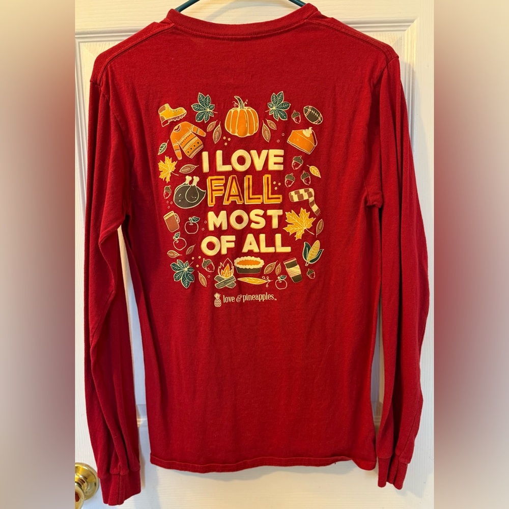 Love Fall Red Long Sleeve Tee